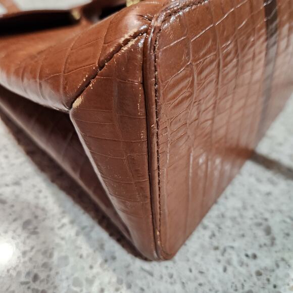 Vintage Etienne Aigner Croc Embossed Satchel Purse Bag - Picture 9 of 16